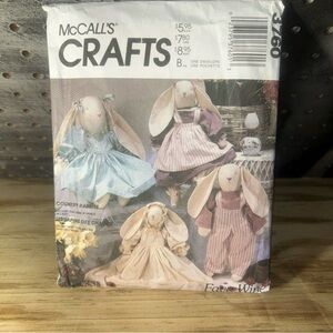 Vintage McCall’s 3760 Country Rabbits Crafts Sewing Pattern Designed-Faye Wine